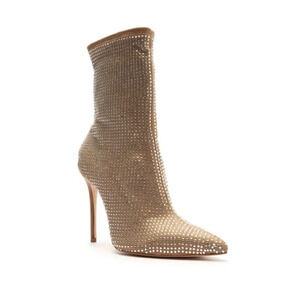 Schutz Sybil Crystal Zip Stiletto Bootie  Sz: 8.5